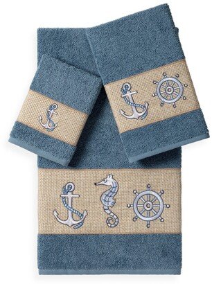 Easton 3-Piece Embellished Towel Set - Teal Blue