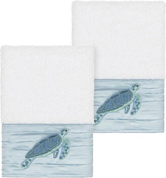 Mia Embellished Washcloth - Set of 2 - White