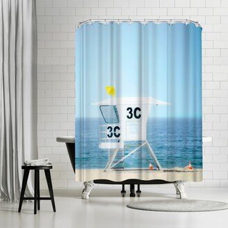 71 x 74 Shower Curtain, 3C Lifeguard Hut by Murray Bolesta