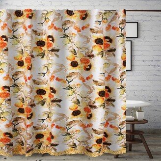 Somerset Ruffle-Trimmed Shower Curtain 72 x 72 Gold by Greenland Home Fashion