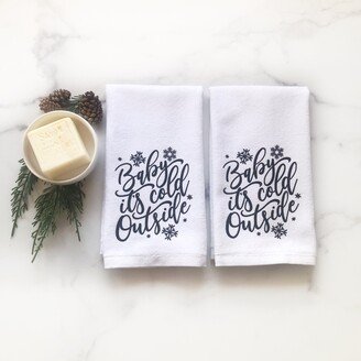 Bathroom Hand Towel Set Christmas Home Decor, Small Fingertip Towels, Baby It's Cold Outside, Winter Boho Farmhouse