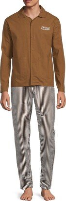 CLASS Men's 2-Piece Logo & Striped Pajama Set