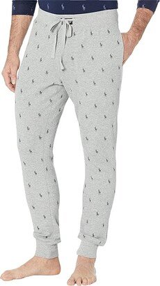 Waffle Printed Joggers (Andover Heather/Combat Grey All Over Pony Print) Men's Pajama