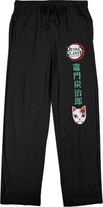 Demon Slayer Tanjiro Mask Men's Black Sleep Pajama Pants-XL