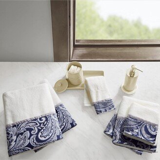 Gracie Mills Traditional Cotton 6 Piece Jacquard Towel Set with Navy MP73-7451