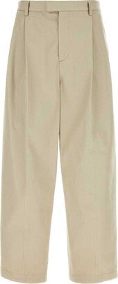 Wide Leg Twill Chino Trousers