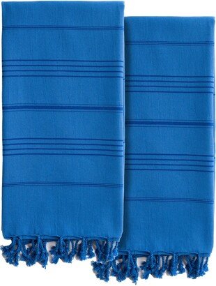 Set Of 2 Summer Fun Turkish Cotton Pestemal Beach Towels-AA