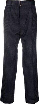 Pinstripe-Print Pleated Trousers