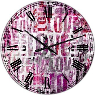 Designart Grunge Love Square Oversized Cottage Wall Clock - 38 x 38 x 1