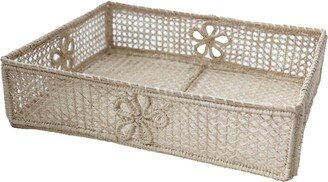 Flower Rectangular Tray Iraca/straw