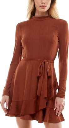 Juniors' Variegated Rib-Knit Fit & Flare Dress