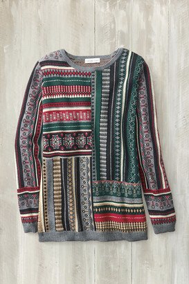 Women's Artisan Patchwork Sweater - Forest Multi - PS - Petite Size