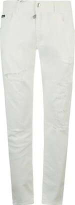 Logo Patched Distressed Effect Jeans-AA