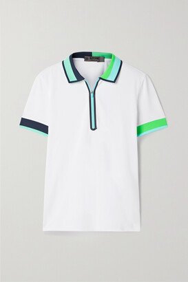 Striped Tech-piqué Polo Shirt - White