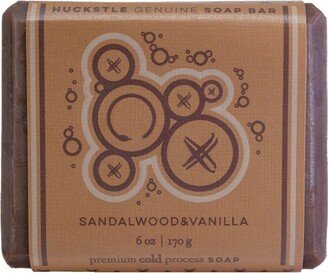 Huckstle Sandalwood & Vanilla Soap Bar - Premium Handcrafted Body Soap, 6oz.