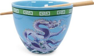 Boom Trendz Bowl Bop Blue Dragons Japanese Dinnerware Set | 16-Ounce Ramen Bowl, Chopsticks