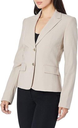 Women's Two Button Lux Blazer (Petite, Standard, Plus) (Khaki) Women's Suits Sets