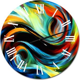 Designart 'Blue Red And Yellow Colour Dynamics' Modern wall clock