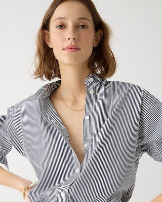 Petite relaxed-fit crisp cotton poplin shirt in navy stripe