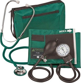 Veridian Healthcare Veridian Adult Hunter Green Reusable Aneroid / Stethoscope Set 2-Tubes 02-12706 1 Each