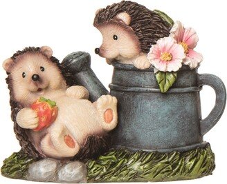 Resin 5.5 Multicolor Spring Hedgehog Wateringcan Figurine - N/A