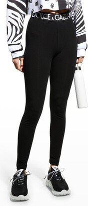 Branded Elastic High-Waist Leggings