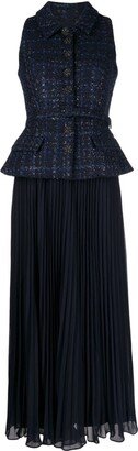 Sleeveless Bouclé Chiffon Midi Dress