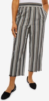 Petite Marrakech Stripe Ankle Fringe Pants