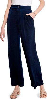 Drape Pleated Velvet Wide Leg Pants