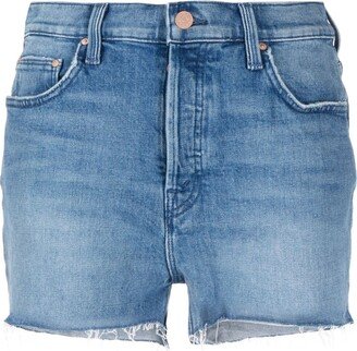 Frayed High-Waist Denim Shorts-AA