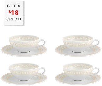 Ivory Tea Cup And Saucers (Set Of 4) With $18 Credit