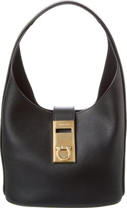 Gancini Buckle Medium Leather Hobo Bag