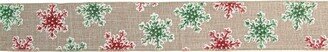 Northlight Red and Green Snowflake Burlap Christmas Wired Craft Ribbon 2.5