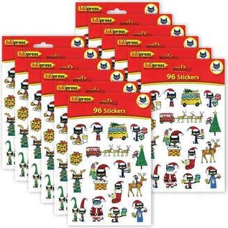 Teacher Created Resources® Pete the Cat® Christmas Stickers, 120 Per Pack, 12 Packs