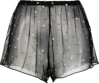 Crystal-Embellished Sheer Shorts