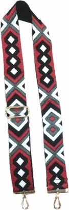 Bag Strap In Grey/red Aztec