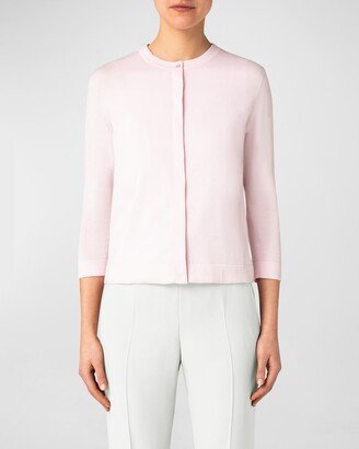 Sea Island Cotton Knit Ladder-Stitch Cardigan