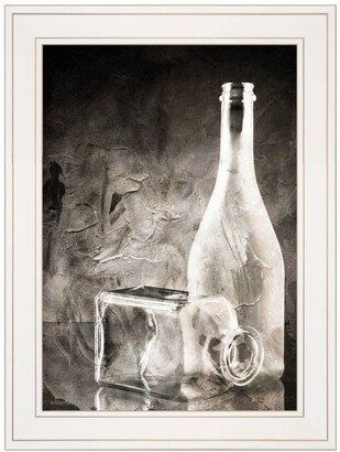 Moody Gray Glassware Still Life by Bluebird Barn, Ready to hang Framed Print, White Frame, 15