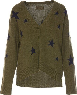 Star Intarsia Knitted Cardigan