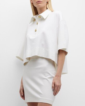 Short-Sleeve Boxy Crop Polo Shirt