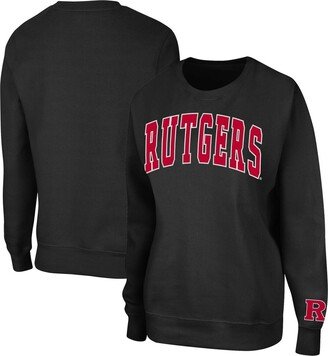 Women's Black Rutgers Scarlet Knights Campanile Pullover Sweatshirt