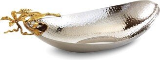 Curata Hammered Stainless Steel with Golden Butterfly Garden Trim Boat Bowl
