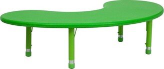 Emma and Oliver 35x65 Half-Moon Green Plastic Height Adjustable Activity Table