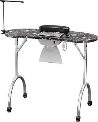 hommetree Folding Portable Nail Art Table Workstation with Lockable Wheels