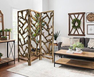 3 Panel Room Divider with Tropical leaf - 60