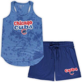 Women's Concepts Sport Royal Chicago Cubs Plus Size Cloud Tank Top and Shorts Sleep Set