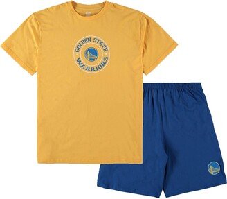 Men's Concepts Sport Gold, Royal Golden State Warriors Big and Tall T-shirt and Shorts Sleep Set - Gold, Royal