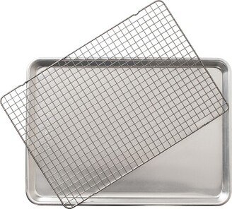 2 Piece Half Sheet with Oven-Safe Grid - Silver