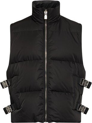 Sleeveless puffer jacket with metallic details