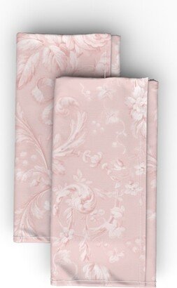 Cloth Napkins: Faded Rococo Peony Cloth Napkin, Longleaf Sateen Grand, Pink